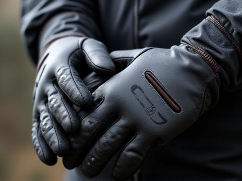 Waterproof touring motorcycle gloves with reflective accents.